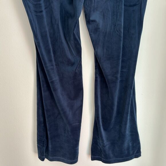 Juicy Couture Women’s velour rhinestone wide leg track pants navy blue XL EUC! - Picture 10 of 12